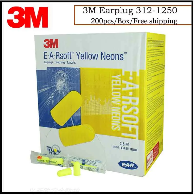 

3M Bullet Earplugs E-A-RSoft Yellow Neon 312-1250 Elastic Noise Reduction Wireless NRR:33dB/SNR:36dB LT086