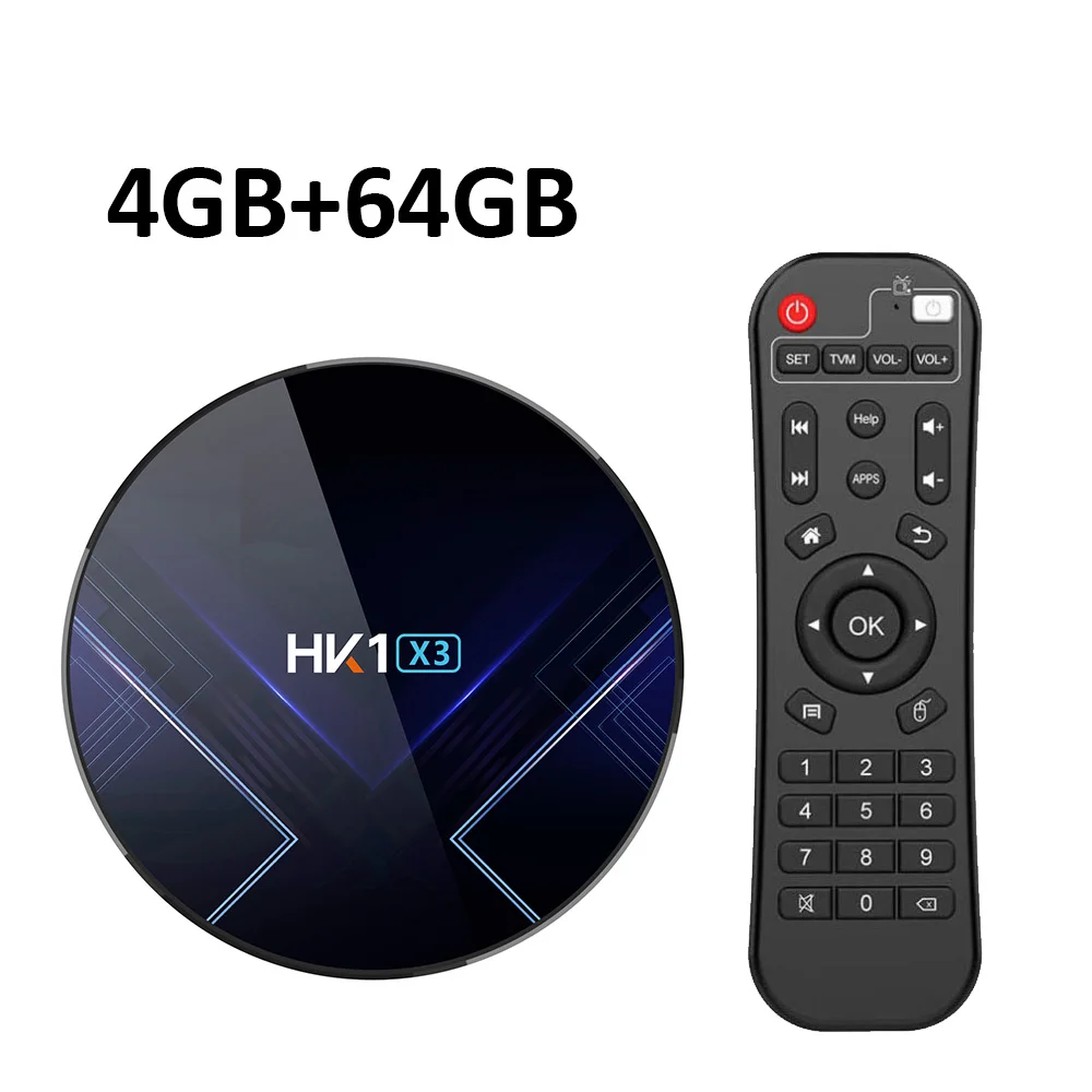 HK1 X3 Android 9,0 ТВ приставка Amlogic S905X3 Смарт ТВ приставка 4 ГБ DDR3 32 Гб 64 Гб 128 ГБ 2,4G 5G WiFi Bluetooth 4K медиаплеер - Цвет: 4G64G