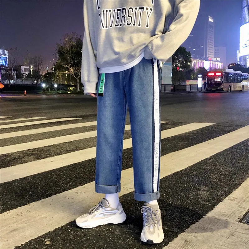 ICCLEK 2021Q Autumn New Product Jeans Men's Loose Straight Pants Fashion Wide Leg Pants Loose Men's Jeans Biker Jeans