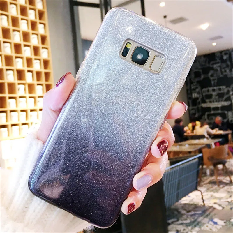 

Bling Shining Glitter Silicon Mobile Phone Case for Samsung A8S S10 Lite S10 plus Cover Gradient Color Luxury Protective Cases