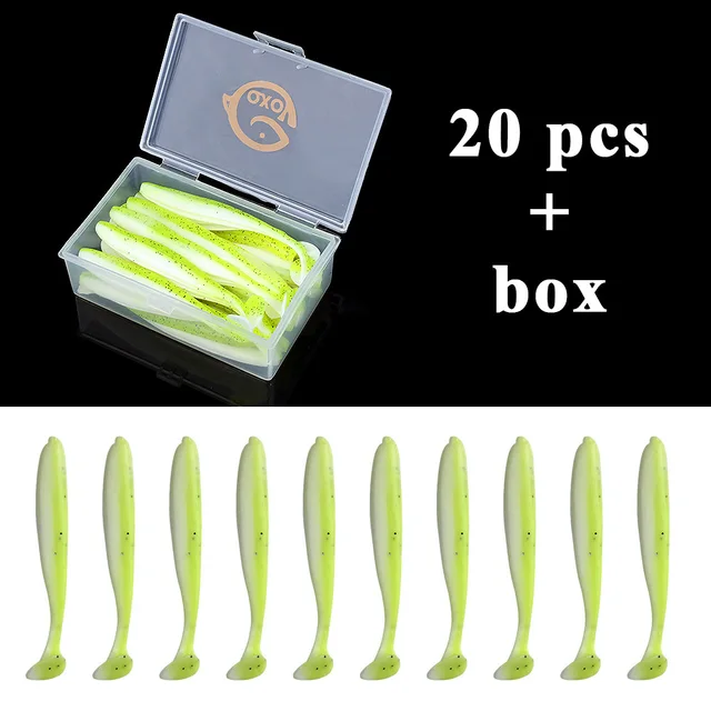 QXO Fishing Soft Lure Worm With Box Silicone Bait Swimbait Streamer Sea Fishing Spoon Lure 7cm 10cm Wobbler Set 20pcs