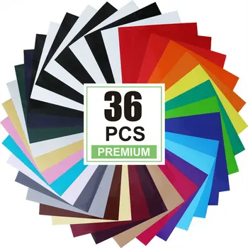 

Heat Transfer Vinyl for T-Shirts 12in.x10in.（30cm×25cm ）36 Sheets-Iron On Vinyl HTV Bundle