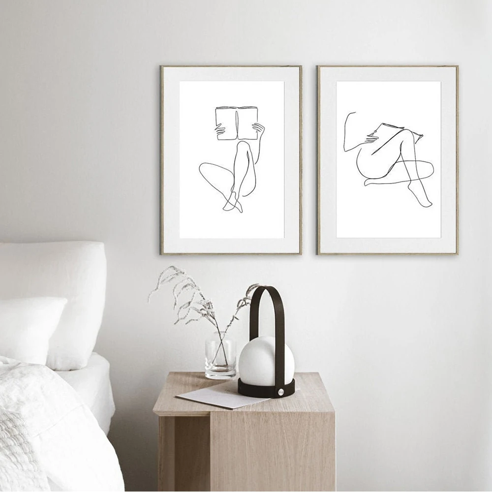 Coffee-Art-Print-Abstract-Woman-Hands-Book-Line-Drawing-Canvas-Painting-Bookish-Poster-Bookstore-Wall-Art (5)