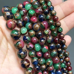 Lake Blue Cloisonne Round Stone Beads for DIY Jewelry Accessories (Multicolor)