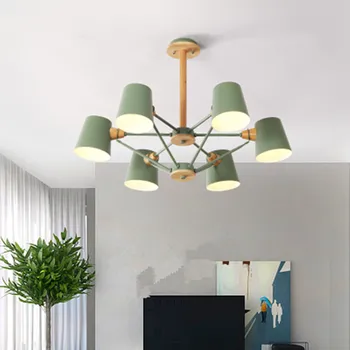

Nordic New Design Pendant Lights Wooden Hanging Light For Dining Table Colorful Bar Lamp Indoor LED Lighting Fixtures