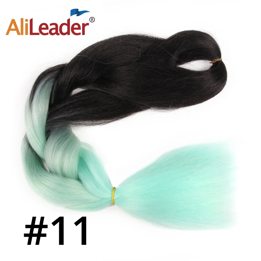 Alileader 24 дюймов Крупногабаритные Вязание косичками волосы синтетические Омбре плетение волос для наращивания крючком косички 103 цветов радужные волосы - Цвет: #35