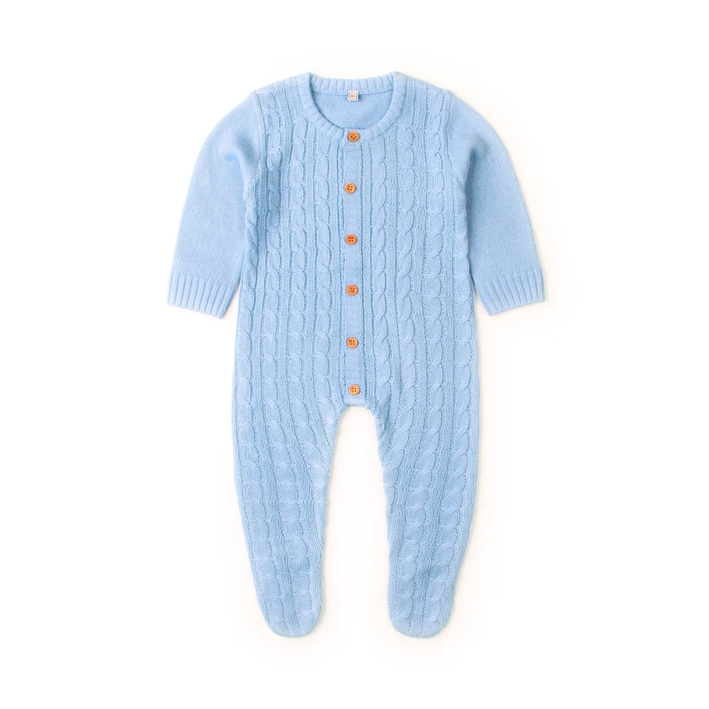 light blue Рождественская Одежда для новорожденных; одежда для малышей; детская трикотажная одежда для альпинизма; Однотонный комбинезон для малышей - Цвет: light blue