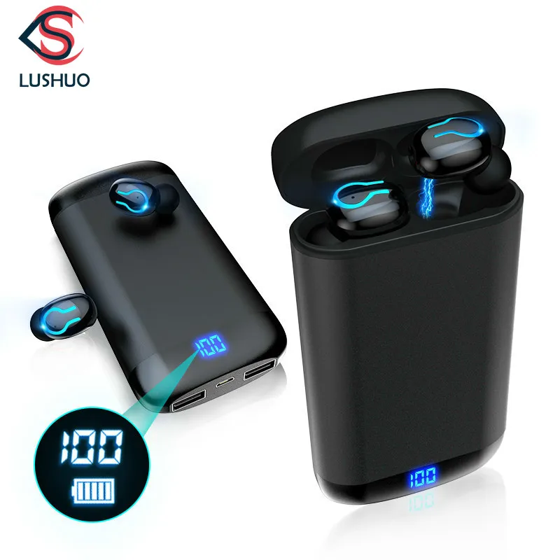 

Wireless Bluetooth Earphone Stereo Headphone Sports Waterproof Headset With Dual Mic and 6000mAh Battery Charge Case