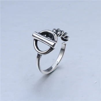 

S925 Sterling Silver Women's Ring Luxury Classic Boutique Jewelry Distressed Vintage Thai Silver Japanese Opening Bracelet