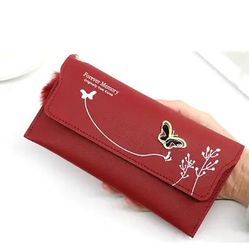 

Fashion Butterfly Women Wallet Wrist Handle Phone Case Long Section Money Pocket Pouch Handbag Women's Purse Card Holders 2020