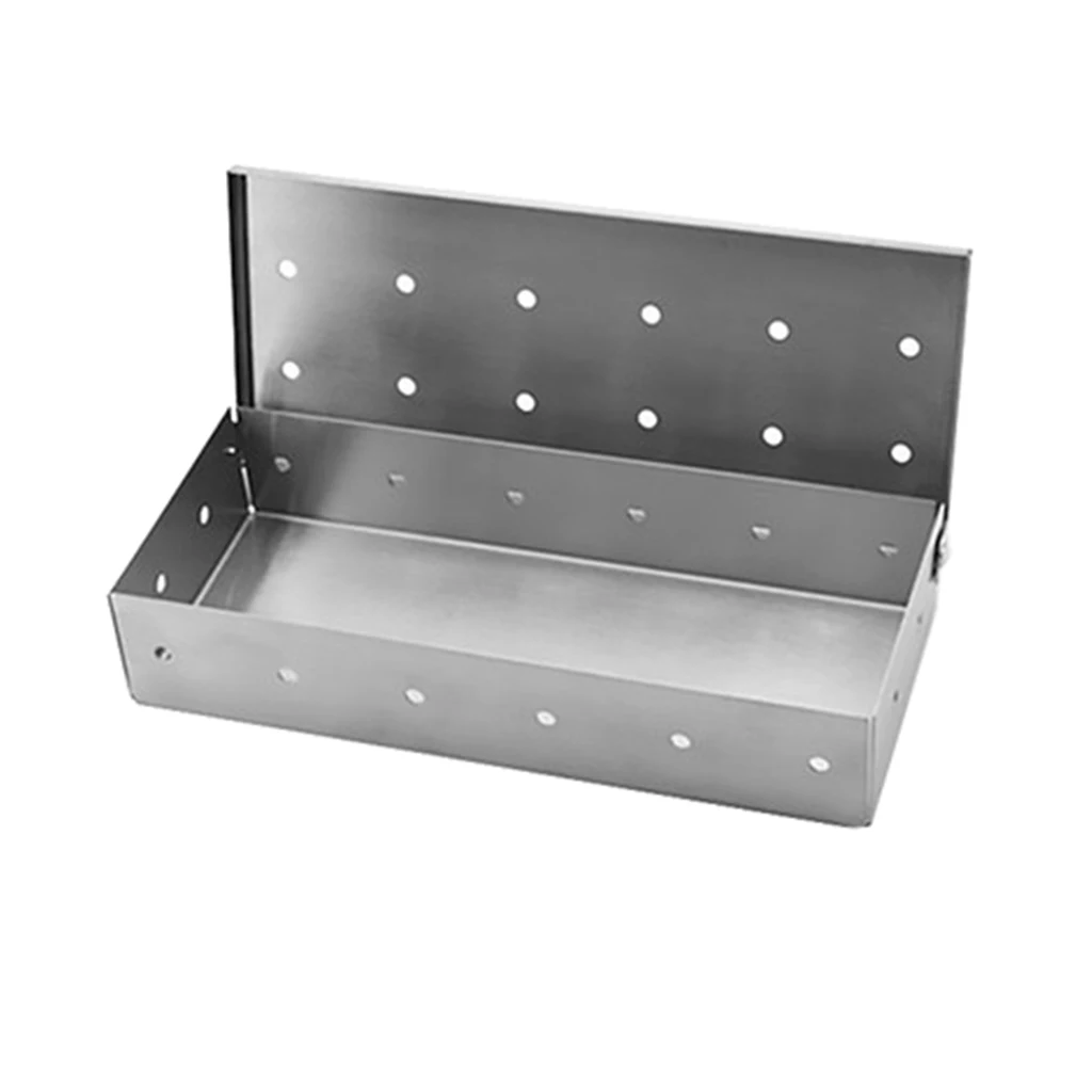  Stainless Steel Meat Smoking Barbecue Smoker Box for BBQ Wood Chips on Gas Grill or Charcoal Grills