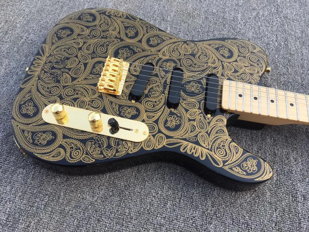 

Electric Guitar/Golden Flower Veneer Hardware High Quality Guitar/Anmiyue Customizable Chinese Electric Guitar
