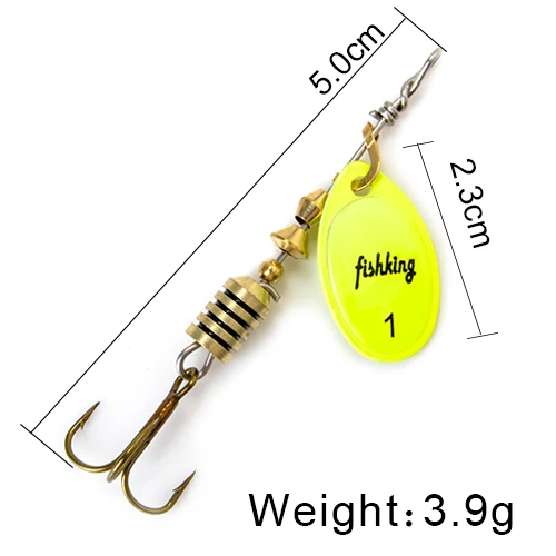 FISH KING Spinner Bait 3.9g 4.6g 7.4g 10.8g 15g Spoon Lures pike Metal With Treble Hooks Arttificial Bass Bait Fishing Lure as photo