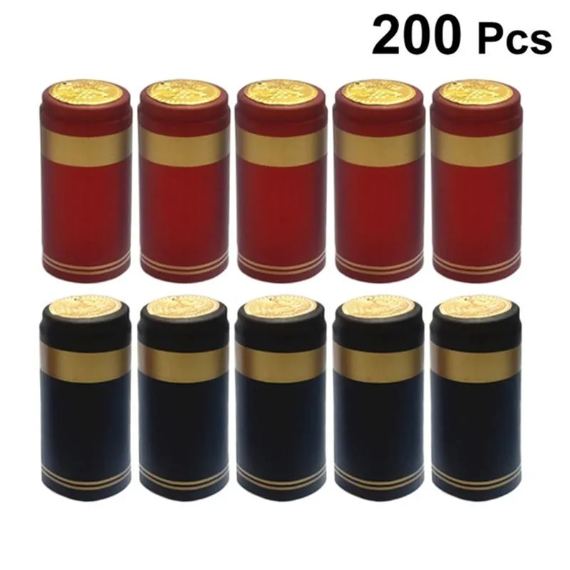 

200Pcs PVC Heat Shrink Capsules, Wine Shrink Caps Bottle Seals, Wine Bottle Capsules Wine Making Bung Stopper Tear Tape Sealed