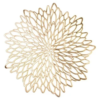 

Gold Round Placemat, Round PVC Cut Out Placemat Christmas, Wedding, Banquet, Restaurant, Hotel, 15.5 Inch (12 Sets)