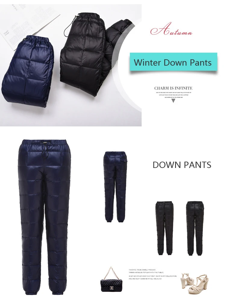 Женские пуховые брюки Капри, зимние женские модные обтягивающие теплые штаны с высокой эластичной талией, утолщенные штаны на утином пуху, обтягивающие брюки 5XL