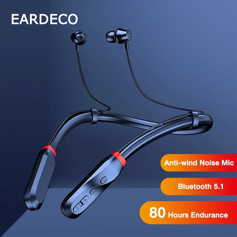 Наушники EARDECO Беспроводные с поддержкой Bluetooth 5 1 и микрофоном 80 часов