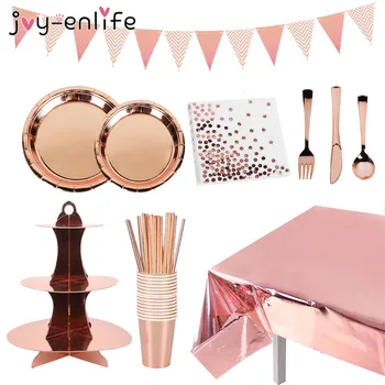 

Rose Gold Glitter Tablecloths Bride To Be Wedding Engagement Table Decoration cup plates cake stand Adult 30th Birthday Party
