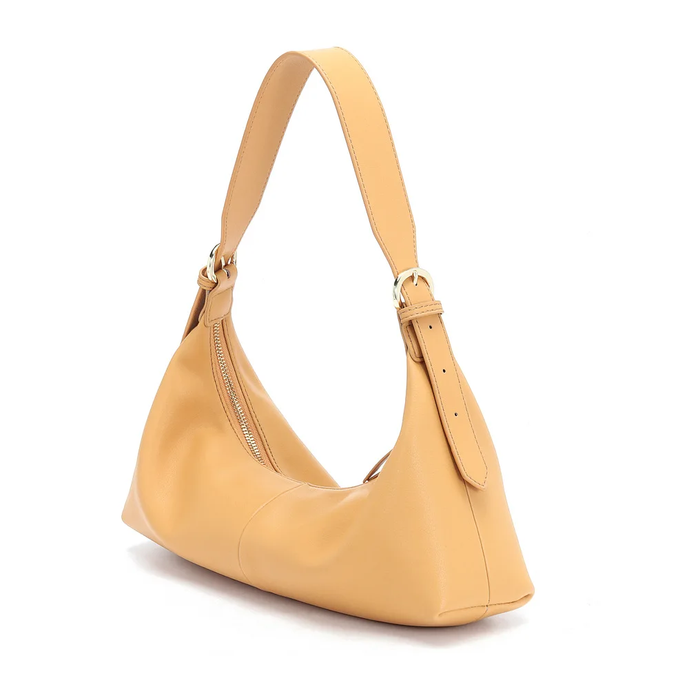 

Soft Leather Women Underarm Bag Retro Solid Color Ladies Baguette Handbags Fashion Design Girls Elegant Shoulder Bags