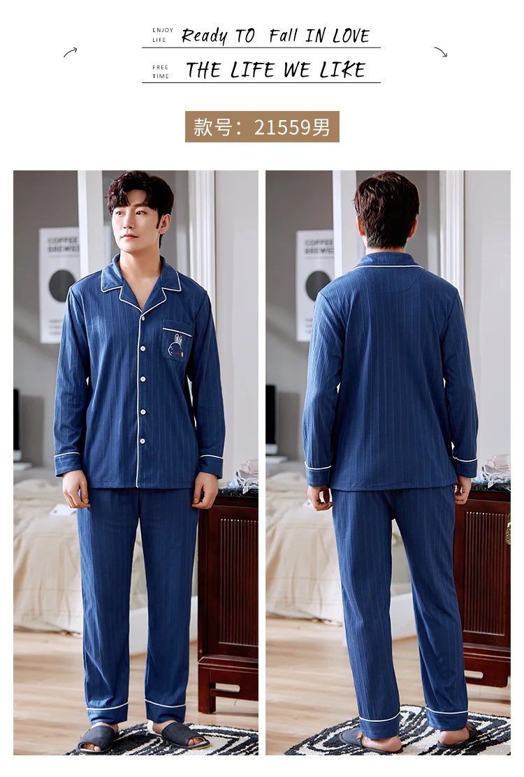 mens cotton pajama pants Winter Warm Thick Men Pajamas Oversized Casual Men Long Sleeve Homewear Red Turn-down Collar Sleepwear Elastic Waist Man Pajamas mens pjs set