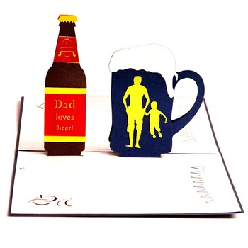 

3D Card Postcards Dad Loves Bear Card Father's Day dad Paper Laser Cutting Greeting Cards