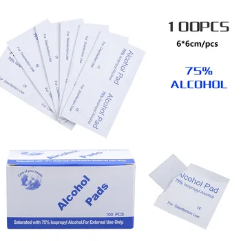 

Portable 100PCS（6*6cm) Professional Alcohol Swabs Pads Wet Wipes 75% Isopropyl First Aid Home Skin Cleanser Sterilization