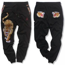 Новые повседневные длинные брюки в стиле хип-хоп большого размера плюс 2xl-8xl брюки мужские свободные с эластичной резинкой на талии с вышивкой тигра мужские свитера размера плюс