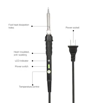 

New Temperature Adjust Electric Soldering Iron Kit Power Switch Welding Repair Tools Solder Station Heat Soldering Pencil Tool K