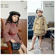 Г., комплект зимней одежды для девочек, клетчатый кардиган с длинными рукавами+ юбка, блейзер, комплект одежды, детское пальто, костюм с юбкой комплект из 2 предметов