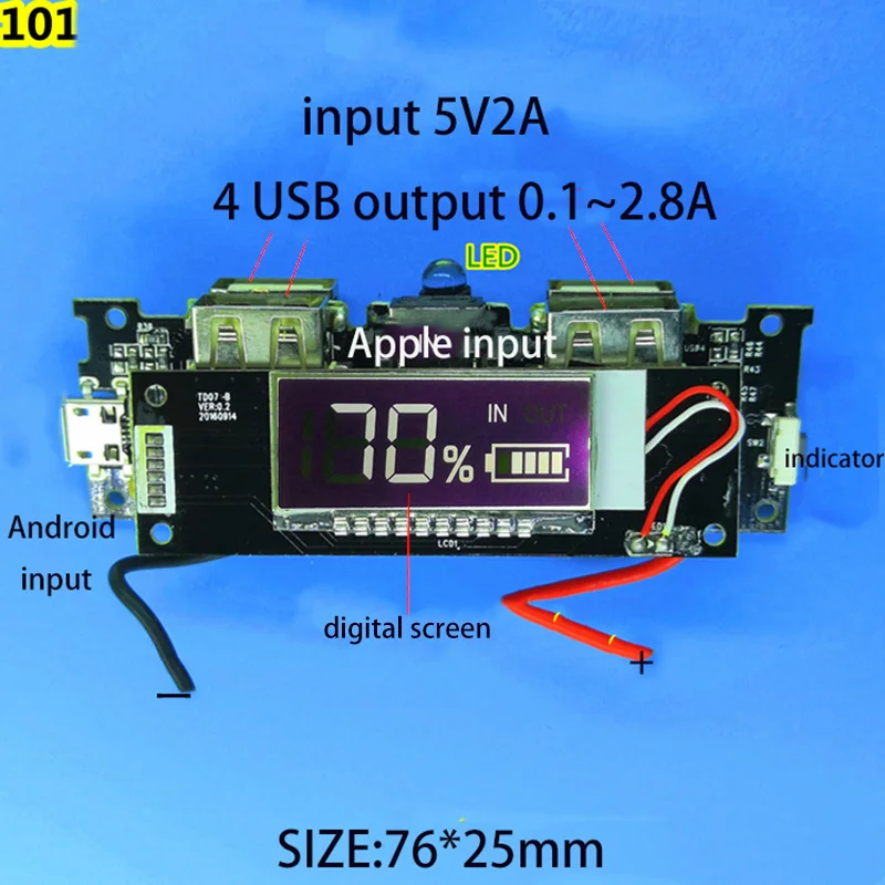 5 в 2A type-C power Bank модуль для мобильного аккумулятора плата питания PCB контроллер зарядки два порта usb Быстрая зарядка QC аксессуары для DIY