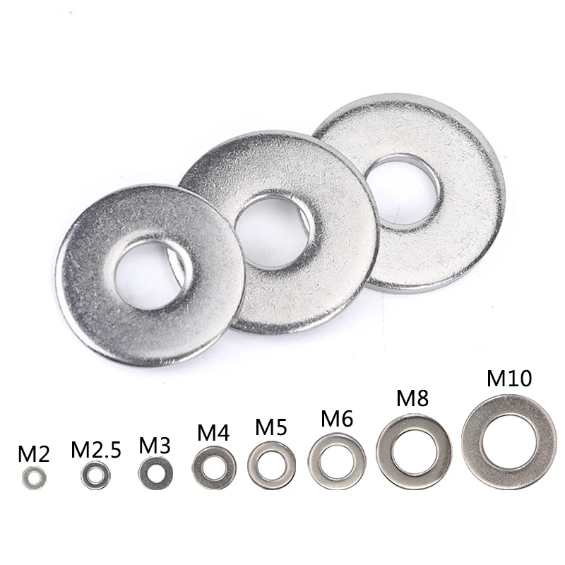 M4 304 Stainless Steel Flat Washers Spacers Fastener DIN125 100PCS 
