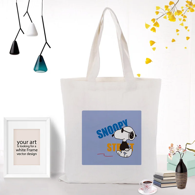 SNOOPY149 Сумка для покупок Милая мультяшная собака холст сумка на заказ Печать текстовый логотип DIY ежедневное использование экологическая многоразовая утилизация сумки - Цвет: SNOOPY149