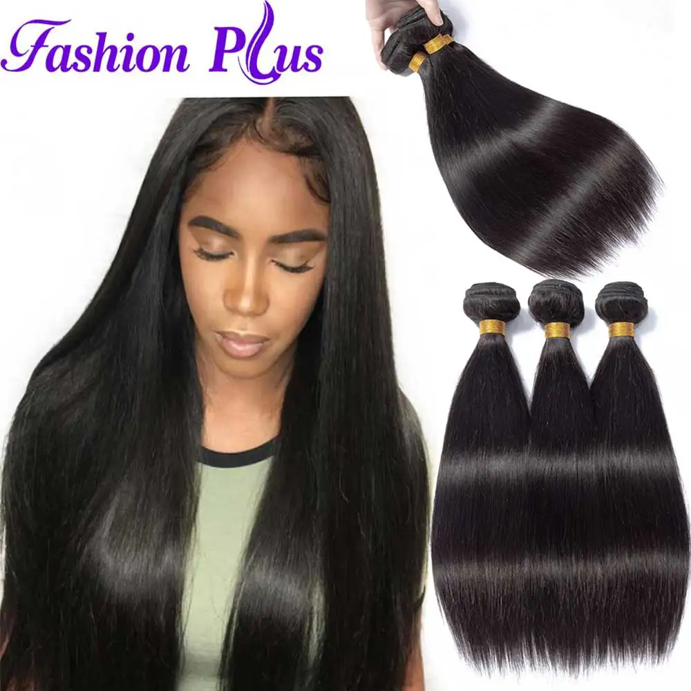 Fashion Plus Straight Peruvian Hair Bundles Straight Human Hair Weave Bundles Remy Natural Black 1/3/4 Pcs 8-30 Inch