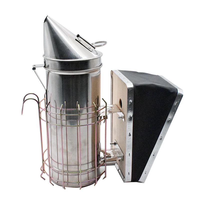 Bee Hive Smoker Stainless Steel w/Heat Shield Protection Beekeeping Special Tool 