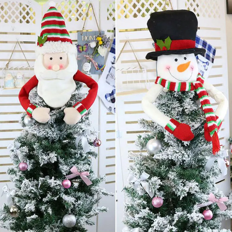 Christmas Tree Top Topper Large Cover Snowman Hat Tree Ornaments Home Outdoor Decor Gift Christmas Tree Decoration