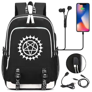 

New Fashion Anmie Cartoon Black Butler USB Boy Girl Book School bag Women Teenagers Men Laptop Backpack Packsack
