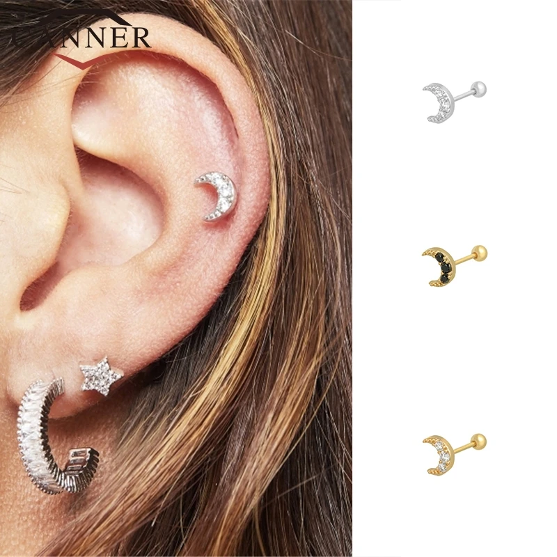 1PC Fashion Cz Ear Studs Cartilage Earring for Women 925 Sterling Silver Zircon Small Stud Earring Ear Piercing Jewelry Gifts
