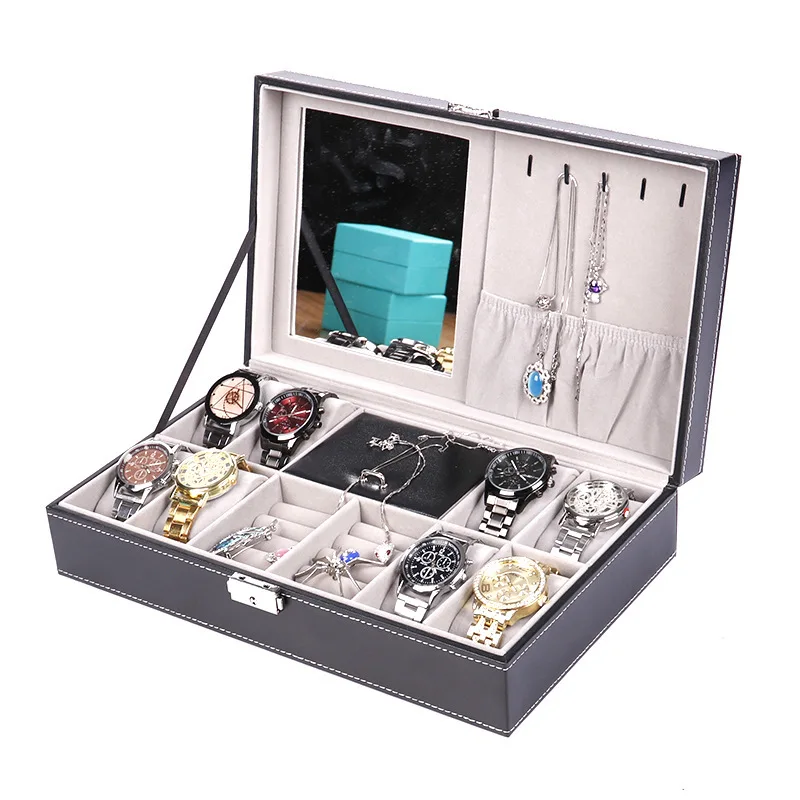 

Tan yun Zhiyuan PU Leather 8 + 2 Watch Box Jewelry Necklace Ring Storage Packaging Box