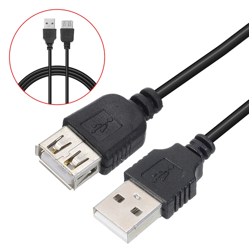 USB кабель-удлинитель 70 см папа-мама USB 2,0 кабель-удлинитель Черный USB удлинитель Кабель для зарядки и передачи данных Шнур