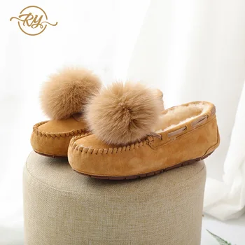 

RY-RELAA women shoes 2018 fashion luxury shoes women designers Winter sheepskin wool integration women oxford shoes Cotton shoes