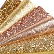 6 шт. 20*34 см Золотой серии Синтетическая кожа ткань Набор для DIY ручной работы Hairbow сумка швейный материал, 1Yc8186