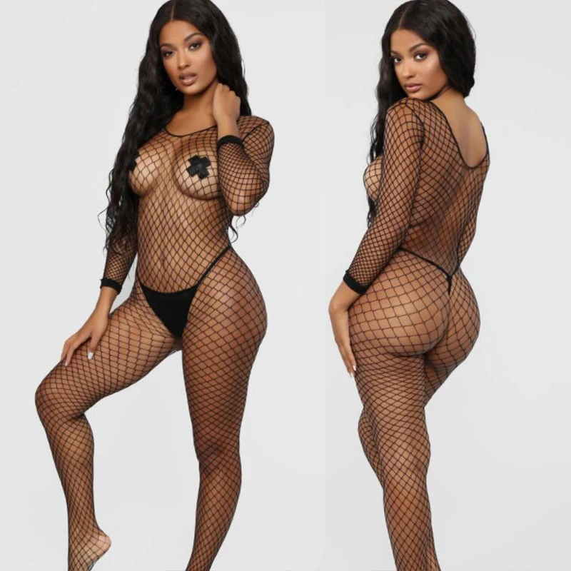 Lady Chemises Sexy Bodysuit Plus Size Lingerie Babydoll Mesh Body Stocking Temptation Intimate Catsuit Nightwear Dress sexy lingerie latex bodysuit