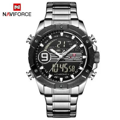 

Naviforce Xiang New Style Dual Display Men Steel Belt Quartz Watch Week Date Display Night Light Hands MEN'S Watch