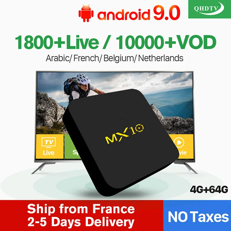 Французский IP tv MX10 Android 9,0 Smart tv BOX RK3328 4G 64G IP tv Европа Франция Италия Нидерланды Бельгия Арабский IP tv set top box