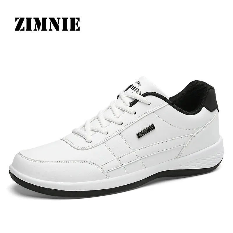 03 White ZIMNIE из искусственной кожи спортивная обувь для мужчин весна осень легкая Удобная Нескользящая Мужская обувь уличные Прогулочные кроссовки для мужчин - Цвет: 03 White