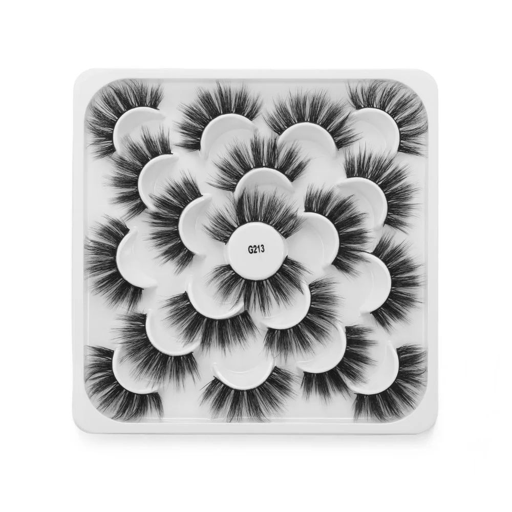 

10 Pairs/box 3D Faux Mink Hair Thick Wispy Fluffy Makeup False Eyelashes Handmade Natural Long Eyelashes Eye Extension Tools