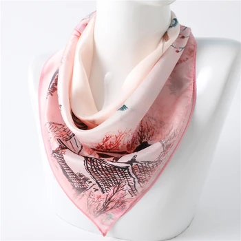 

2020 Design Print Women Shawls Wraps Small Square Neck Scarves Lady Floral Hair Band Foulard Pashmina Scarf Bandana