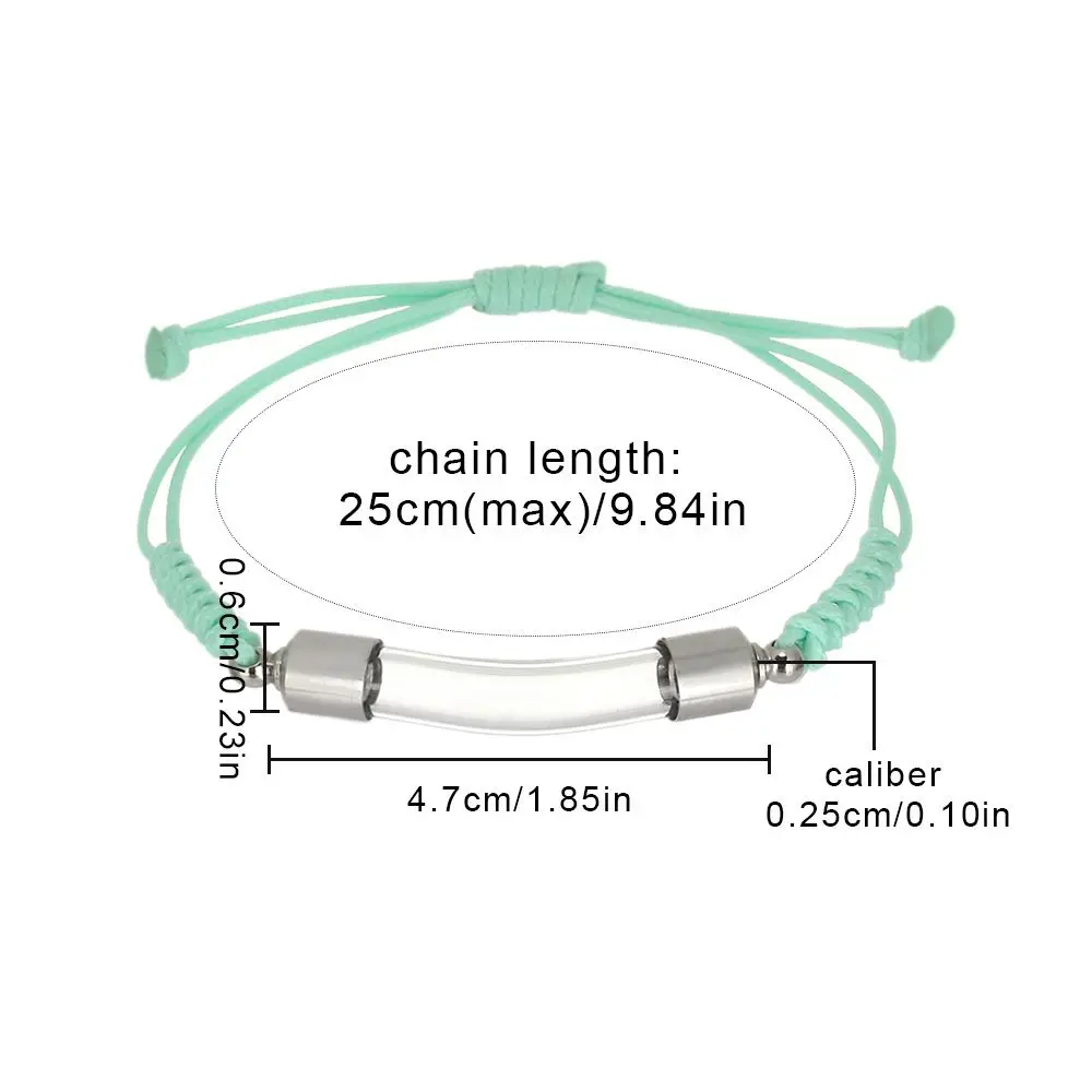Charm Bracelet Wishing Bottle Bracelet Curve Tube Pendant Perfume Jars Glass Vial Lucky Charm Openable Screw Cap Woven Chain Memorial Gift