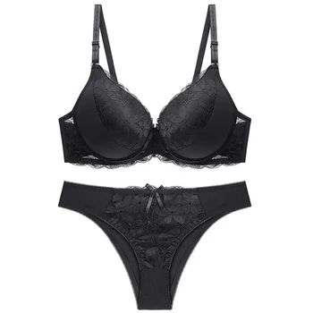

New Women's underwear Set Lace Sexy Push-up Bra And Panty Sets Bow Comfortable Brassiere Young Bra Deep V Lingerie