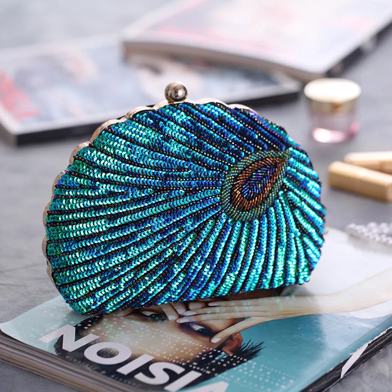 Luxy Moon Peacock Small Cute Clutch Purse Front View